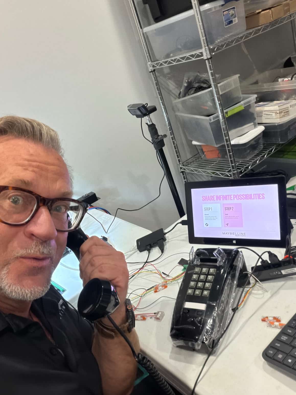 Retro phone experience on display at an event