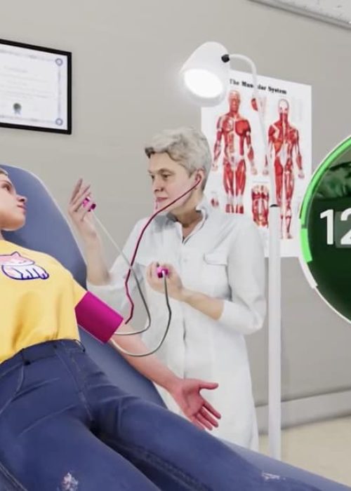 doctor taking vital in vr simulator for medical